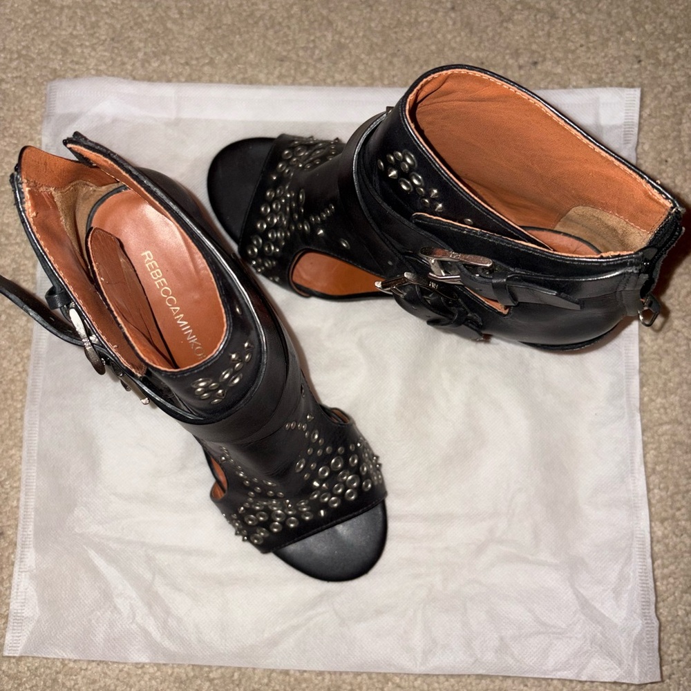 Rebecca Minkoff Black Studded Heeled Boots Booties 7.5